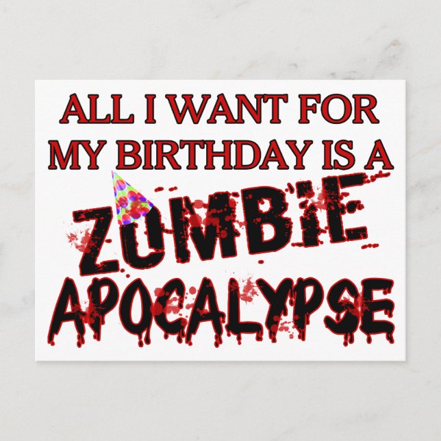 Birthday Zombie Apocalypse Vykort (Framsida)