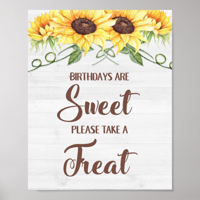 BIRTHDAYS ÄR SVEET, TA ETT FÖRDRAGSTecken Poster (Framsidan)
