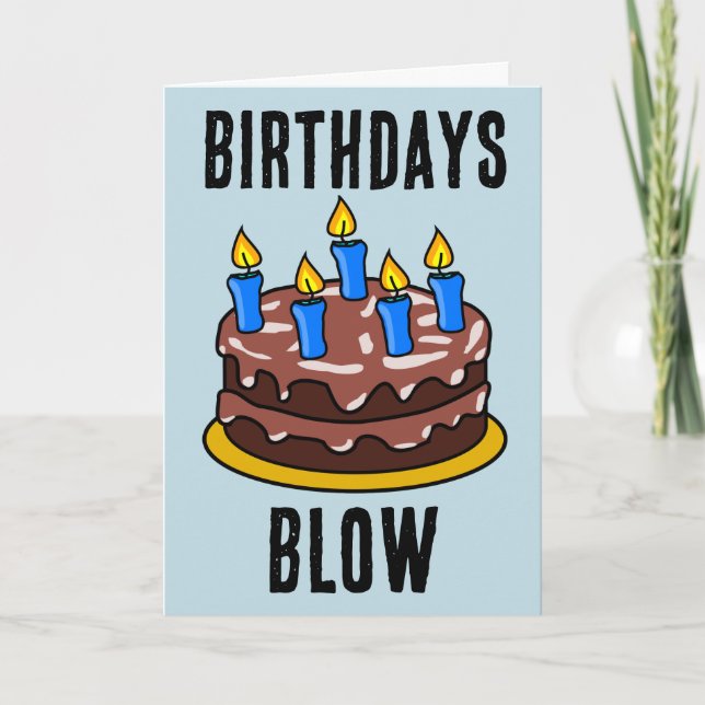 BIRTHDAYS BLOW FUNNY CAKE GREETARD KORT (Framsida)