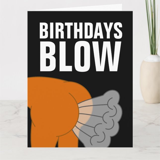 BIRTHDAYS BLOW FUNNY FART FÖDELSEDAGSKORT KORT (Framsida)