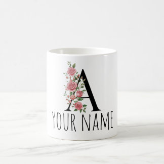 BirthFlower Monogram Letter  Name Mug Kaffemugg