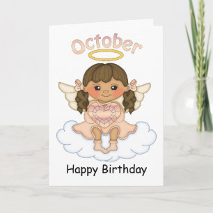 Birthstone Angel Brunette Birthday Card Kort