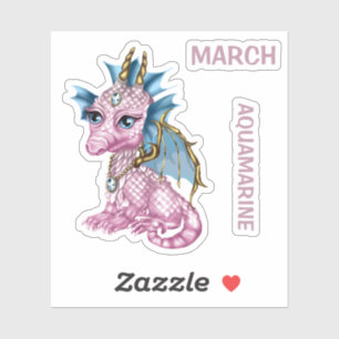 Birthstone Baby Dragon March Aquamarine Klistermärken