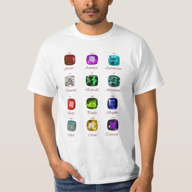 Birthstone Chart Gemstone T-Shirt (Framsida)