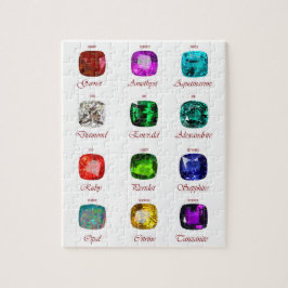 Birthstone Chart, Gemstones Chart, 12 månader Pussel