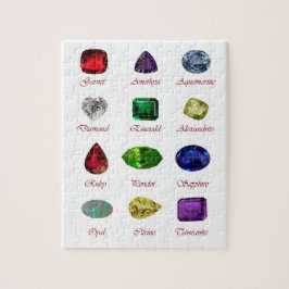 Birthstone Chart, Gemstones Chart, 12 månader Pussel