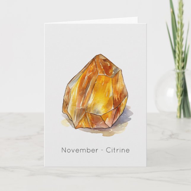 Birthstone Citrine Grattis på födelsedagen Card Kort (Framsida)