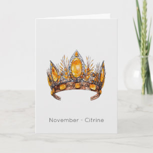 Birthstone Citrine Krona födelsedagskort Kort