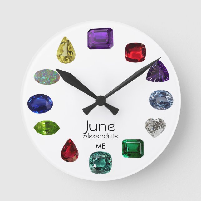 Birthstone Clock, juni Rund Klocka (Framsida)