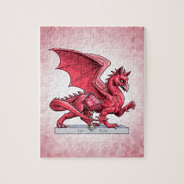Birthstone Dragon i juli: Ruby Pussel (Vertikal)
