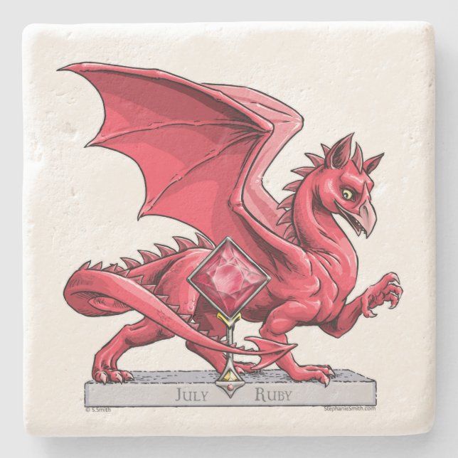 Birthstone Dragon i juli: Ruby Stenunderlägg (Framsidan)