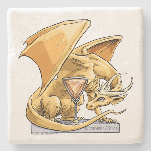 Birthstone Dragon i november: Topaz Stenunderlägg (Framsidan)