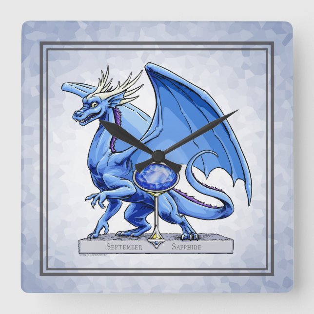 Birthstone Dragon i september: Sapphire Fyrkantig Klocka (Framsida)
