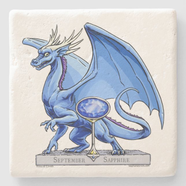 Birthstone Dragon i september: Sapphire Stenunderlägg (Framsidan)