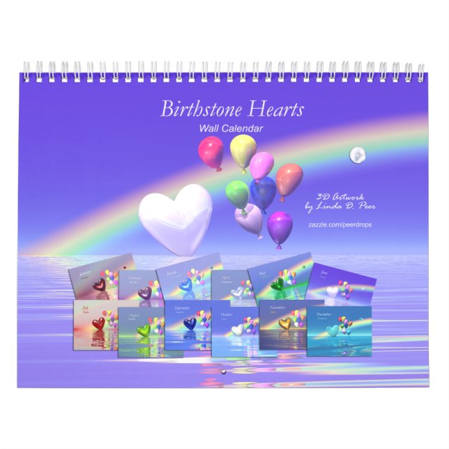 Birthstone Hearts and Balloons Kalender (Omslag)