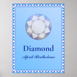 Birthstone Illustration for April - Diamond Poster