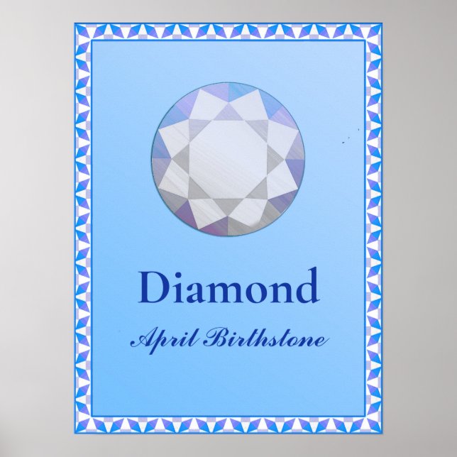 Birthstone Illustration for April - Diamond Poster (Framsidan)