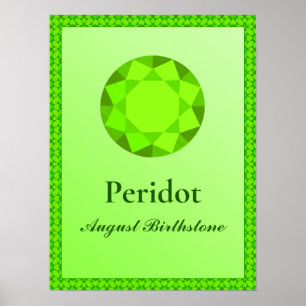 Birthstone Illustration for August-Peridot Poster