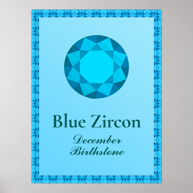 Birthstone Illustration for December - Blue Zircon Poster (Framsidan)