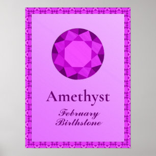 Birthstone Illustration for Februari - Amethyst Poster
