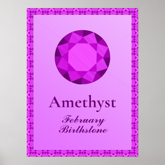 Birthstone Illustration for Februari - Amethyst Poster (Framsidan)