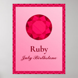 Birthstone Illustration för juli - Ruby Poster