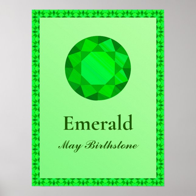Birthstone Illustration for May - Emerald Poster (Framsidan)