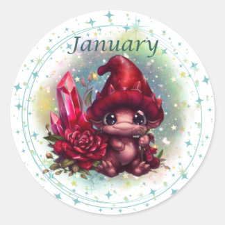 Birthstone januari Garnet Dragon Sticker Runt Klistermärke