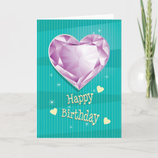 Birthstone June Lila Alexandrite Heart Birthday Kort