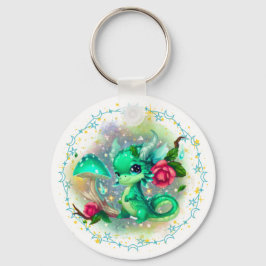 Birthstone May Emerald Dragon Keychain Nyckelring