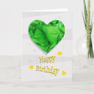 Birthstone May Grönt Emerald Heart Birthday Kort
