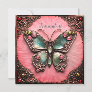Birthstone Tourmaline Butterfly metall Art Kort
