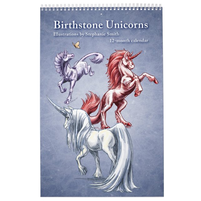 Birthstone Unicorns Fantasy Art Kalender (Omslag)