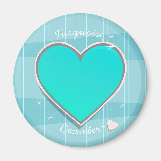 Birthstones December Turcos Blue Heart Magnet (Framsidan)