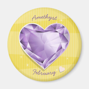 Birthstones Februari Amethyst lilor/lila hjärta Magnet