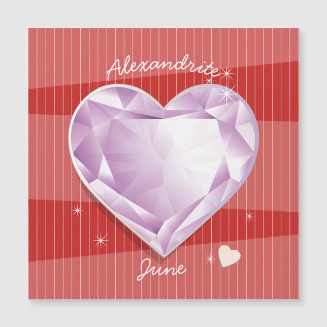 Birthstones June Alexandrite Rosa Lila Heart Mag (Framsida)