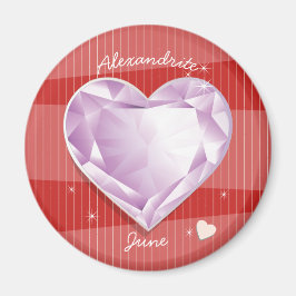 Birthstones June Alexandrite Rosa Lila Heart Magnet