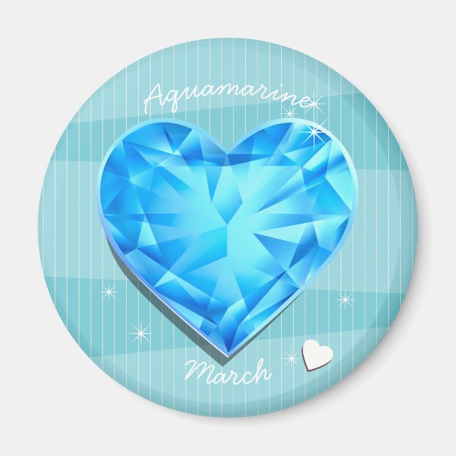 Birthstones Mars Aquamarine Blue Heart Magnet (Framsidan)