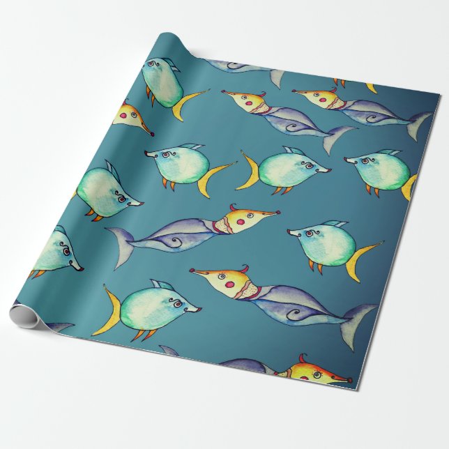 bisarr Fishes Presentpapper (Utrullad)