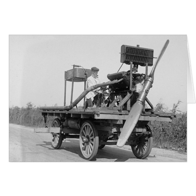 Bisarr propellerfordon, 1922 hälsningskort (Framsidan Horizontal)