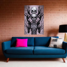 bisarr spookskelett porträtt | AI Art