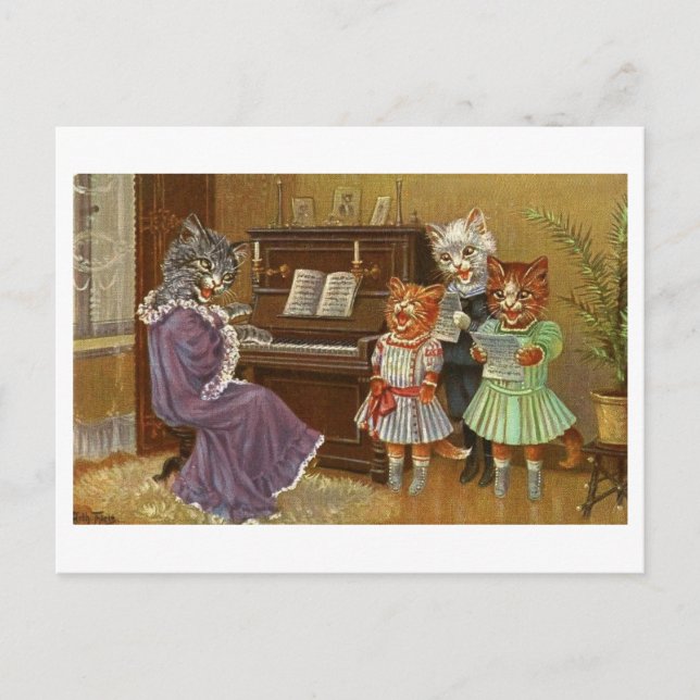 Bisarre singel Cats Vintage Postcard Vykort (Framsida)