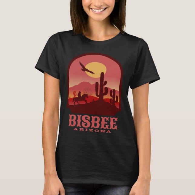 Bisbee Arizona Cacti and Sunset T Shirt (Framsida)