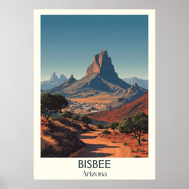 Bisbee Arizona Retro Travel Poster | Montering av  (Framsidan)