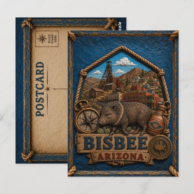 Bisbee Arizona Vykort Vintage Resa (Fram/baksida)