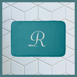 Biscay Bay Blå Trendig Monogrammerad Luksbadrumsma Badrumsmatta