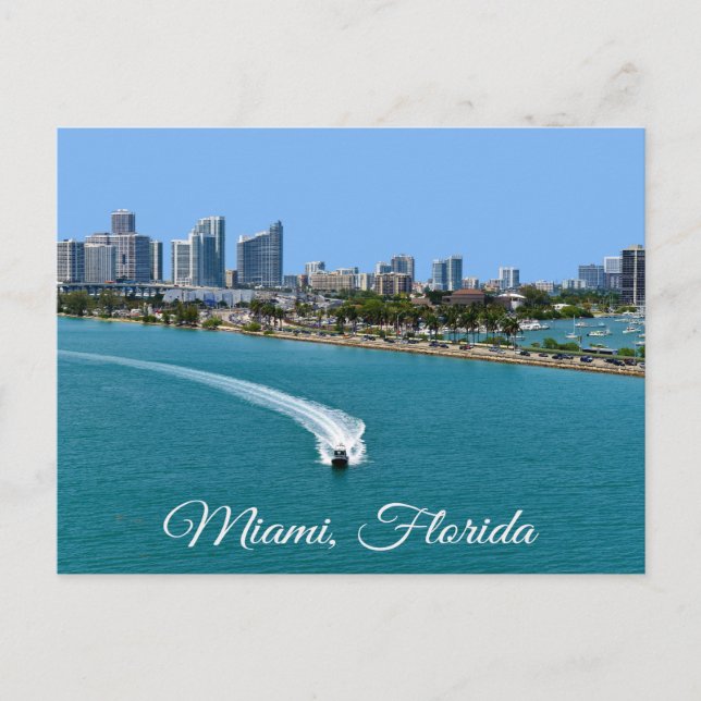 Biscayne Bay Miami Beach Florida Postcard Vykort (Framsida)