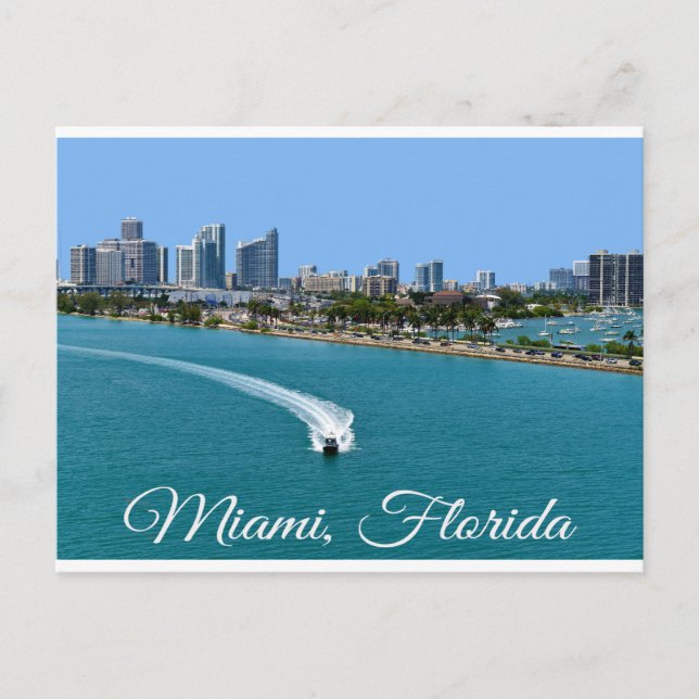 Biscayne Bay Miami Beach Florida Postcard Vykort (Framsida)