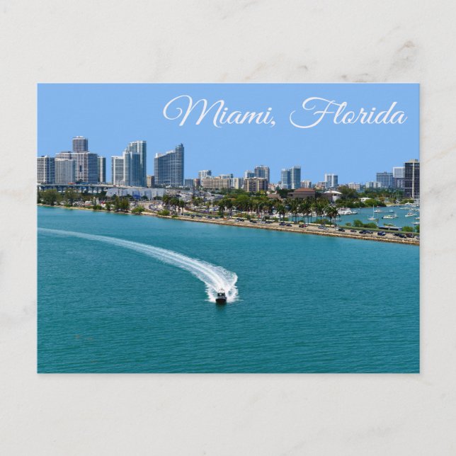 Biscayne Bay Miami Beach Florida Postcard Vykort (Framsida)