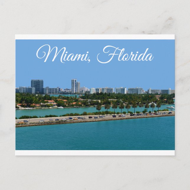 Biscayne Bay Miami Beach Florida Travel Postkort Vykort (Framsida)